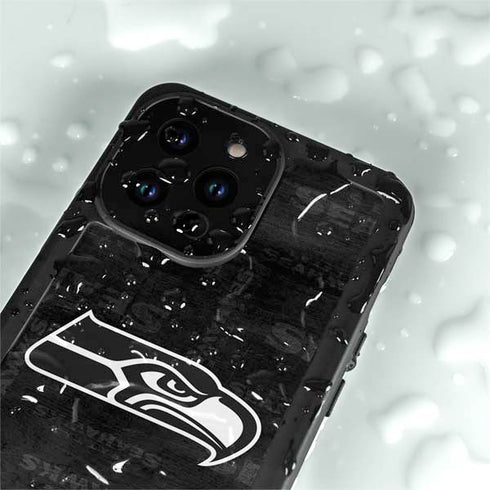 NFL Seattle Seahawks Black & White iPhone 14 Pro Max Waterproof Case