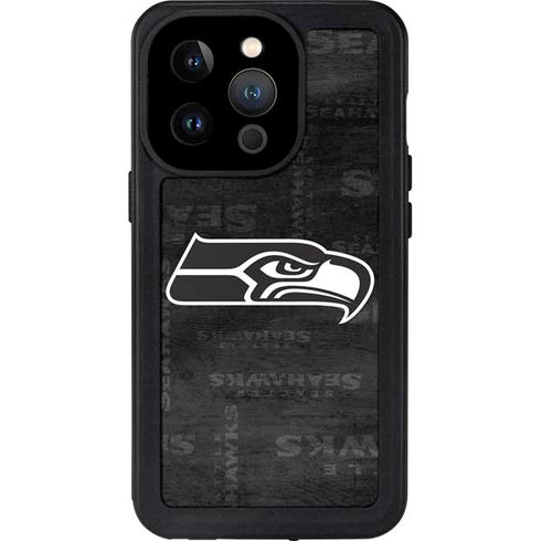 NFL Seattle Seahawks Black & White iPhone 14 Pro Waterproof Case