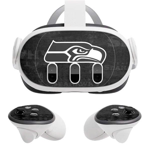 NFL Seattle Seahawks Black & White Meta Quest 3 Skin
