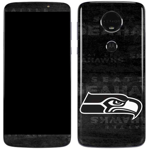 NFL Seattle Seahawks Black & White Moto E5 Plus Skin