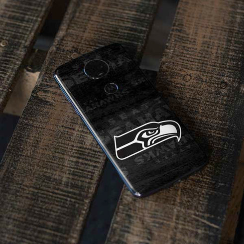 NFL Seattle Seahawks Black & White Moto E5 Plus Skin