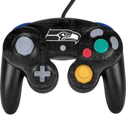 NFL Seattle Seahawks Black & White Nintendo GameCube Controller Skin