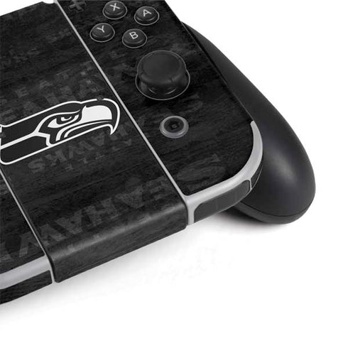 NFL Seattle Seahawks Black & White Nintendo Switch OLED (2021) Skin