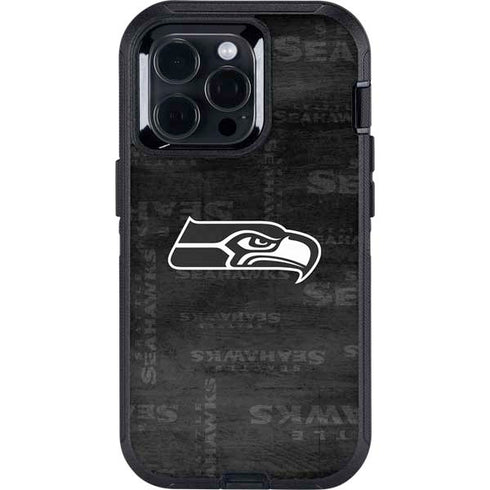 NFL Seattle Seahawks Black & White Otterbox Defender iPhone Skin