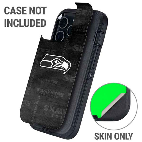 NFL Seattle Seahawks Black & White Otterbox Defender iPhone Skin