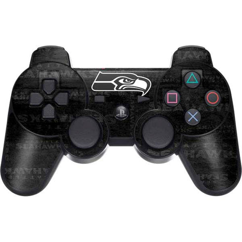 NFL Seattle Seahawks Black & White PS3 Dual Shock wireless controller Skin