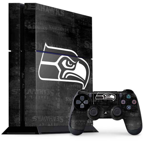 NFL Seattle Seahawks Black & White PS4 Console and Controller Bundle Skin