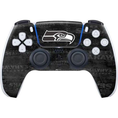 NFL Seattle Seahawks Black & White PS5 Controller Skin