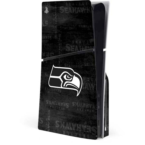 NFL Seattle Seahawks Black & White PS5 Slim Disk Console Skin