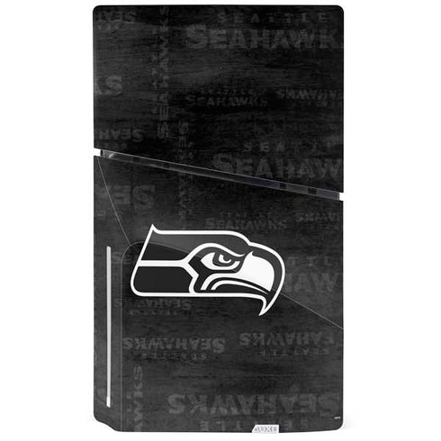 NFL Seattle Seahawks Black & White PS5 Slim Disk Console Skin