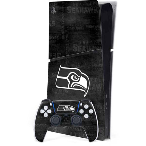 NFL Seattle Seahawks Black & White PS5 Slim Digital Edition Bundle Skin