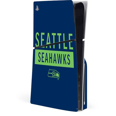 NFL Seattle Seahawks Blue Performance Series PS5 Slim Disk Console Skin