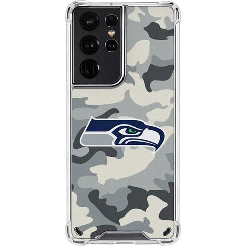 NFL Seattle Seahawks Camo Galaxy S21 Ultra 5G Clear Case