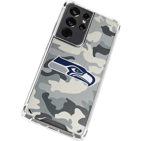 NFL Seattle Seahawks Camo Galaxy S21 Ultra 5G Clear Case