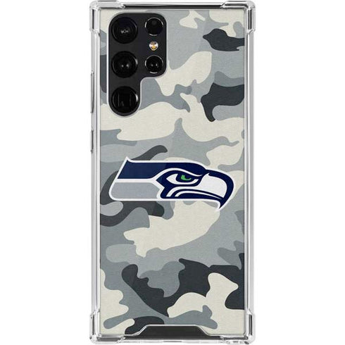 NFL Seattle Seahawks Camo Galaxy S22 Ultra Clear Case