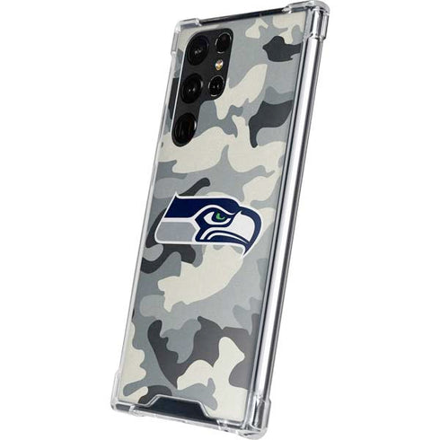 NFL Seattle Seahawks Camo Galaxy S22 Ultra Clear Case