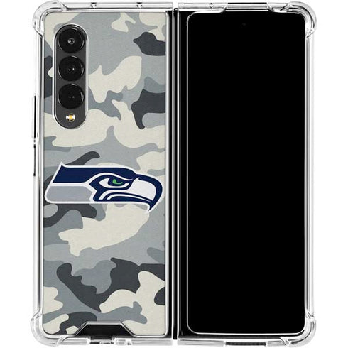 NFL Seattle Seahawks Camo Galaxy Z Fold4 5G Clear Case