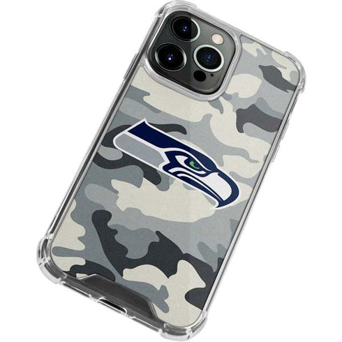 NFL Seattle Seahawks Camo iPhone 13 Pro Clear Case