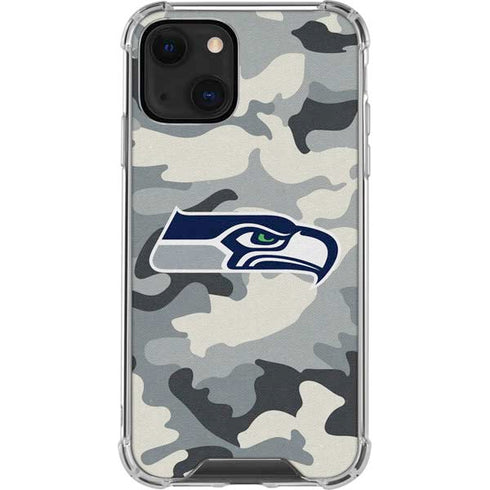 NFL Seattle Seahawks Camo iPhone 15 Plus Clear Case