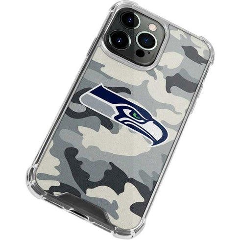 NFL Seattle Seahawks Camo iPhone 15 Pro Clear Case