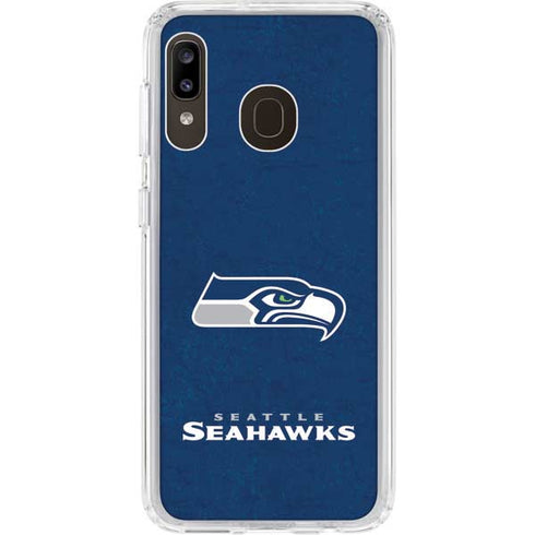 NFL Seattle Seahawks Distressed Galaxy A20 Clear Case