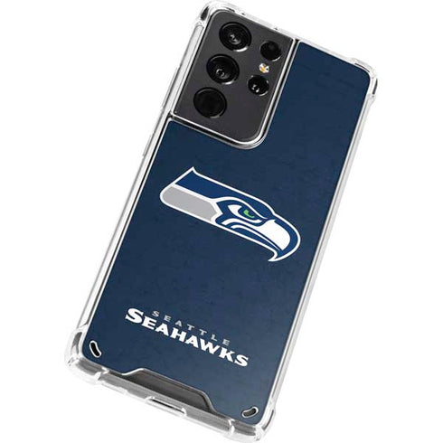 NFL Seattle Seahawks Distressed Galaxy S21 Ultra 5G Clear Case