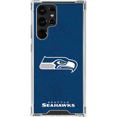 NFL Seattle Seahawks Distressed Galaxy S22 Ultra Clear Case