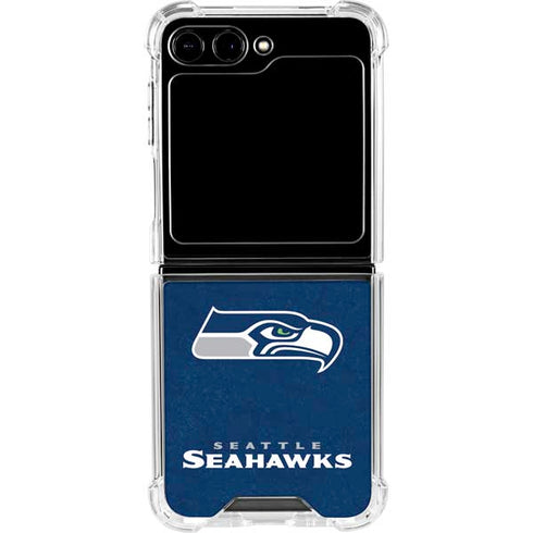 NFL Seattle Seahawks Distressed Galaxy Z Flip5 5G Clear Case