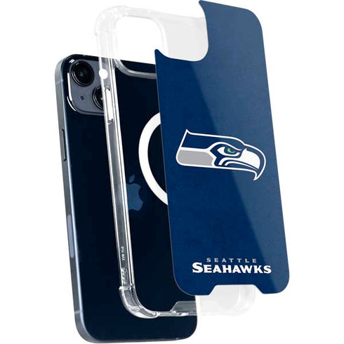 NFL Seattle Seahawks Distressed iPhone 15 Plus MagSafe Case