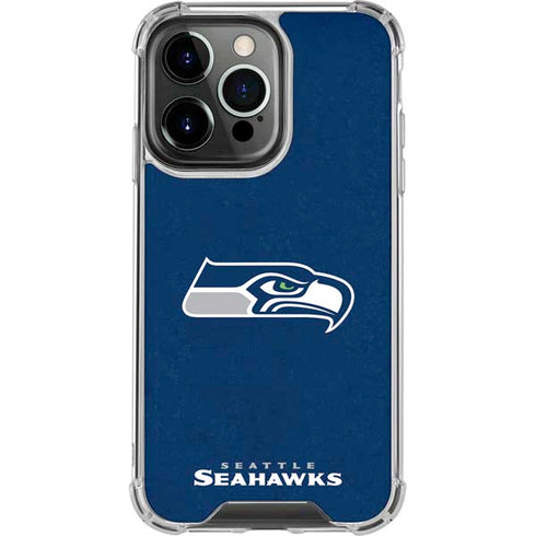 NFL Seattle Seahawks Distressed iPhone 15 Pro Clear Case