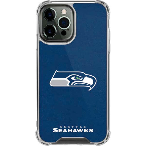 NFL Seattle Seahawks Distressed iPhone 14 Pro Max Clear Case
