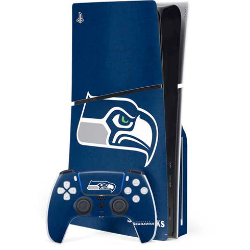 NFL Seattle Seahawks Distressed PS5 Slim Disk Bundle Skin