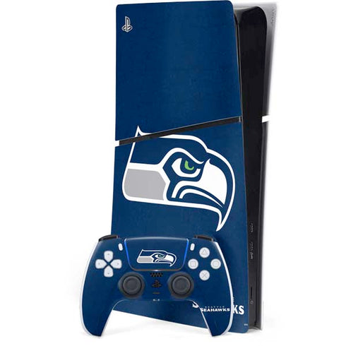 NFL Seattle Seahawks Distressed PS5 Slim Digital Edition Bundle Skin