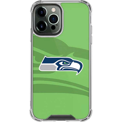 NFL Seattle Seahawks Double Vision iPhone 13 Pro Max Clear Case