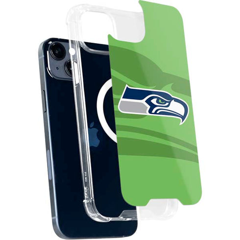 NFL Seattle Seahawks Double Vision iPhone 15 Plus MagSafe Case