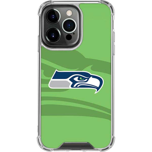 NFL Seattle Seahawks Double Vision iPhone 14 Pro Clear Case