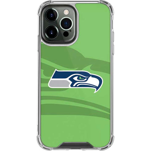 NFL Seattle Seahawks Double Vision iPhone 14 Pro Max Clear Case