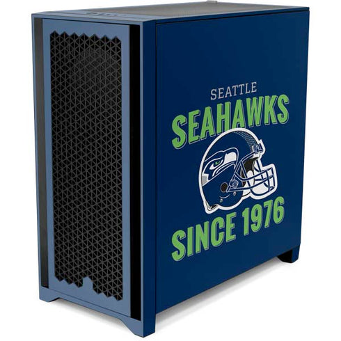NFL Seattle Seahawks Helmet Corsair 4000D Tempered Glass Mid-Tower ATX Case Skin