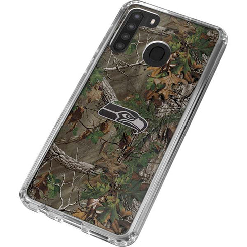 NFL Seattle Seahawks Realtree Xtra Green Camo Galaxy A21 Clear Case