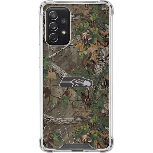 NFL Seattle Seahawks Realtree Xtra Green Camo Galaxy A72 5G Clear Case
