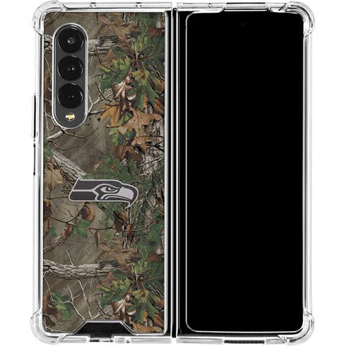 NFL Seattle Seahawks Realtree Xtra Green Camo Galaxy Z Fold4 5G Clear Case