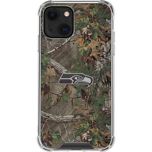 NFL Seattle Seahawks Realtree Xtra Green Camo iPhone 14 Clear Case