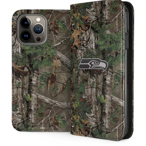 NFL Seattle Seahawks Realtree Xtra Green Camo iPhone 15 Pro Max Folio Case