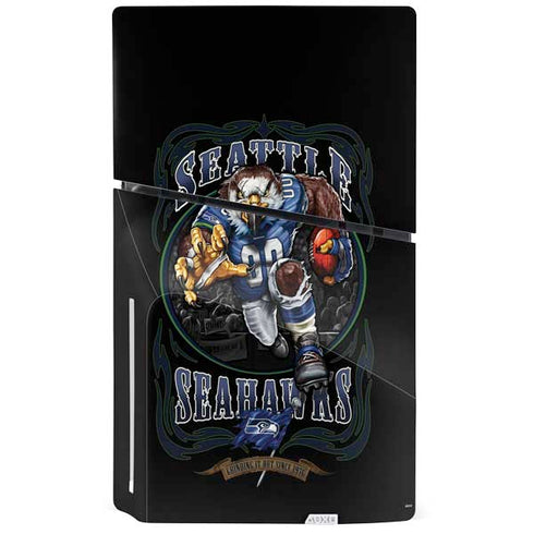 Liquid Blue NFL Seattle Seahawks Running Back PS5 Slim Disk Bundle Skin