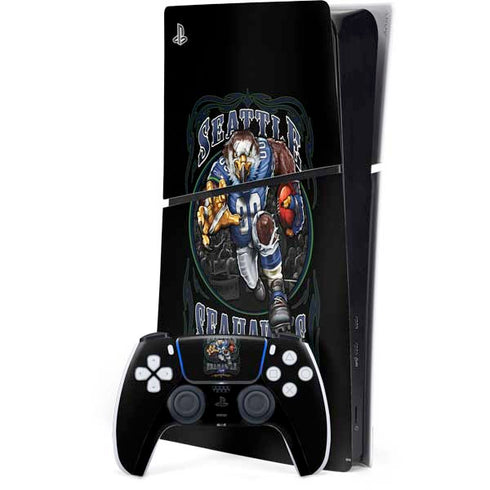 Liquid Blue NFL Seattle Seahawks Running Back PS5 Slim Digital Edition Bundle Skin