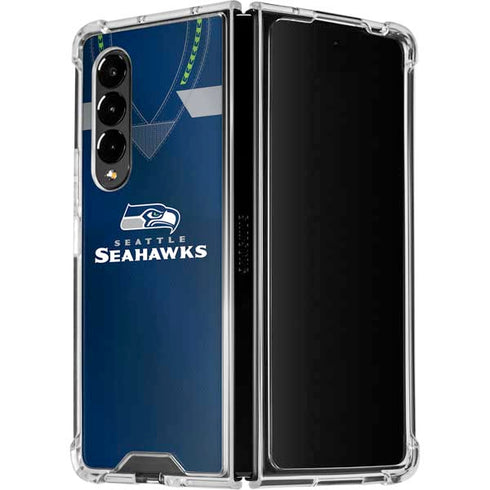 NFL Seattle Seahawks Team Jersey Galaxy Z Fold4 5G Clear Case