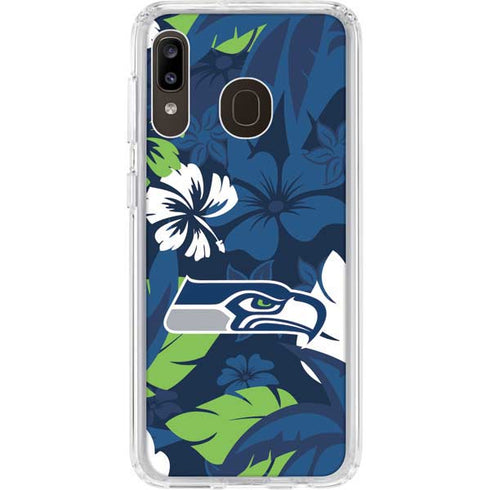 NFL Seattle Seahawks Tropical Print Galaxy A20 Clear Case
