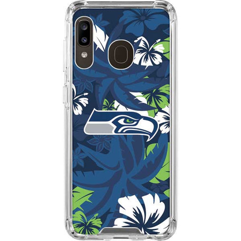 NFL Seattle Seahawks Tropical Print Galaxy A30 Clear Case
