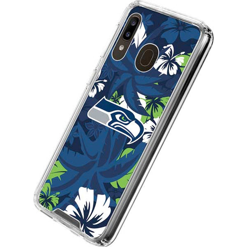 NFL Seattle Seahawks Tropical Print Galaxy A30 Clear Case
