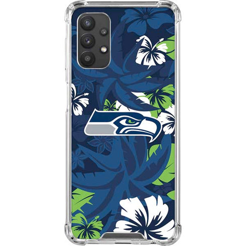 NFL Seattle Seahawks Tropical Print Galaxy A32 5G Clear Case